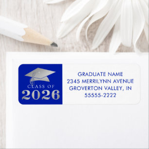  Graduation 2026 Royal Blue Faux Silver Label