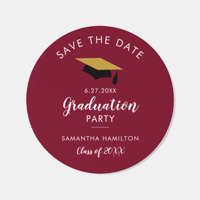 Graduation 2026 Save the Date Grad Party Classic Round Sticker (Single)