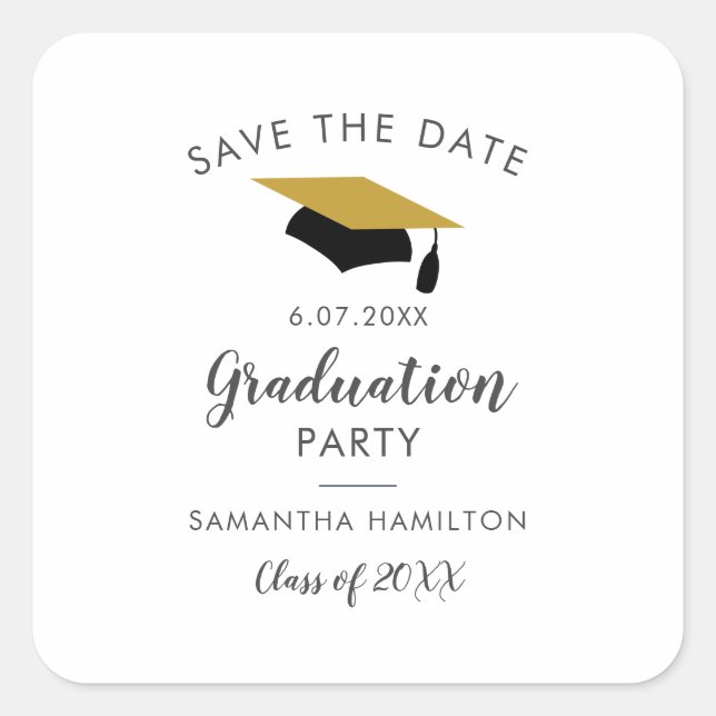 Graduation 2026 Save the Date Graduate Party Square Sticker (Front)