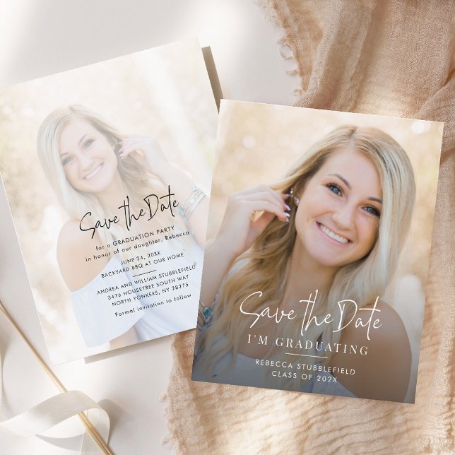 Graduation 2026 Save the Date Photo Announcement (Graduation 2025 2 Photos Save the Date Party Announcement)