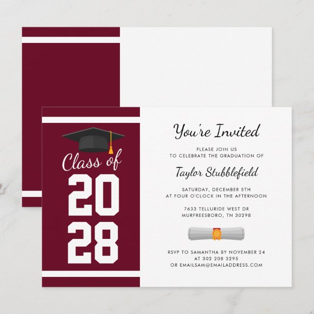 Graduation 2026 Script Grad Party Invitation (Front/Back)