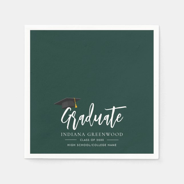 Graduation 2026 Script Green Paper Napkins (Front)