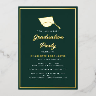 Graduation 2026 Script Green Photo Party Gold Foil Invitation