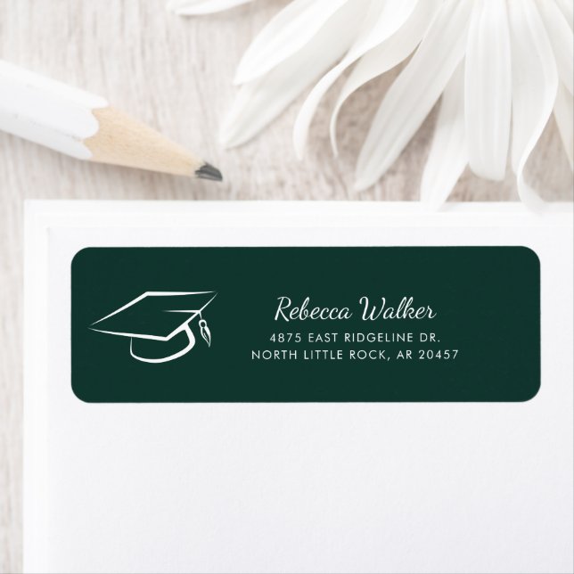 Graduation 2026 Script Green Return Address Label (Insitu)