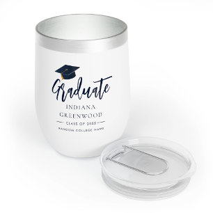 Graduation 2026 Script Navy Blue Personalized Grad Thermal Wine Tumbler