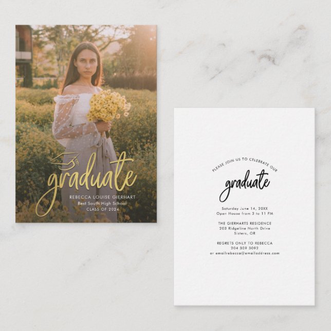 Graduation 2026 Script Photo Graduate Announcement (Front/Back)
