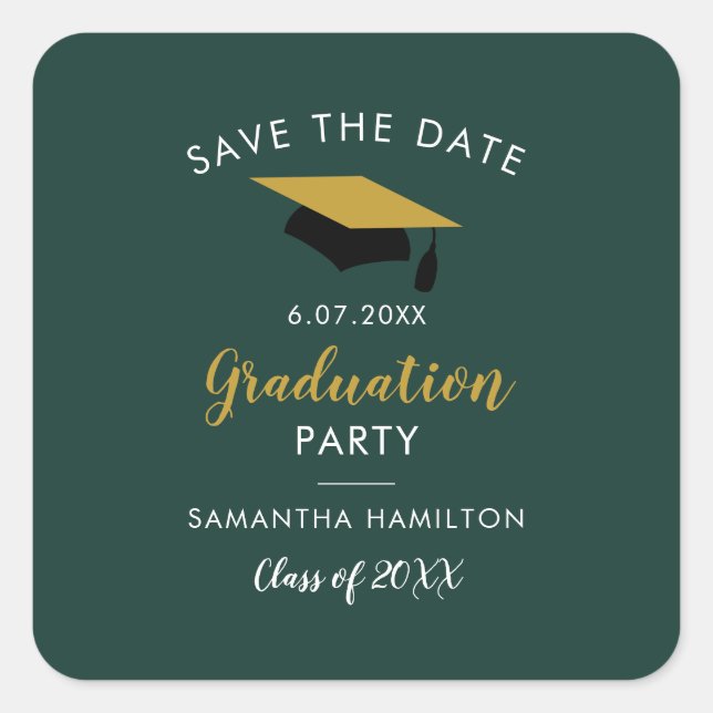 Graduation 2026 Script Save the Date Grad Party Square Sticker (Front)