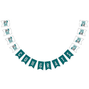 Graduation 2026 Teal and Black  Bunting Flags
