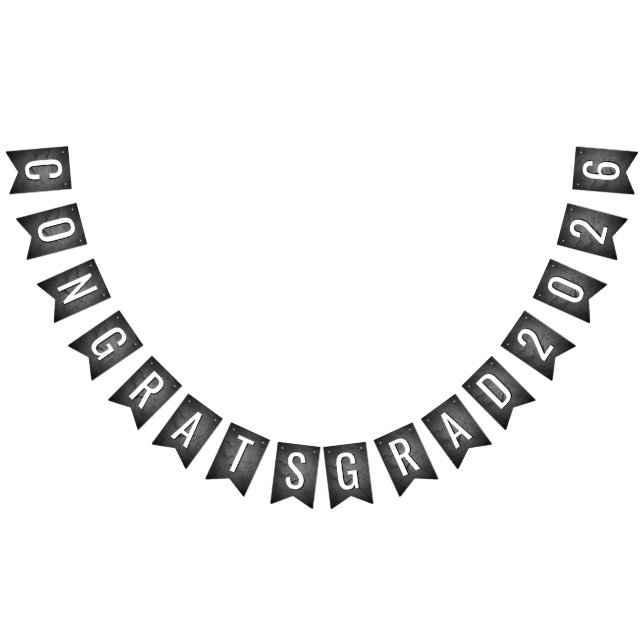 Graduation 2026 Text On Black Slate Bunting Flags (All)