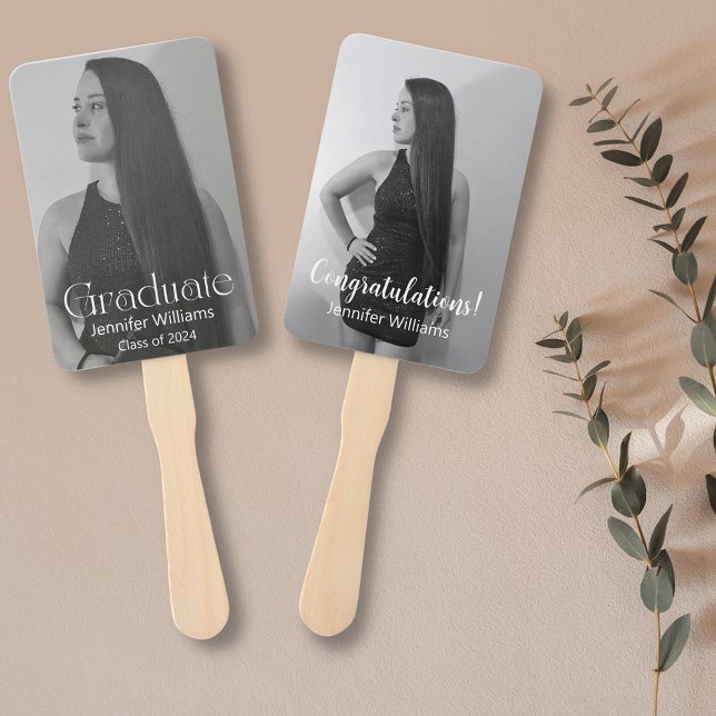 graduation 2026 ,two photos  modern script simple hand fan (Creator Uploaded)