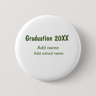 Graduation 20XX add year name school green modern Button