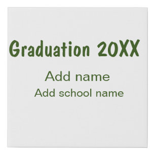 Graduation 20XX add year name school green modern Faux Canvas Print