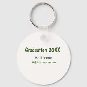 Graduation 20XX add year name school green modern Keychain