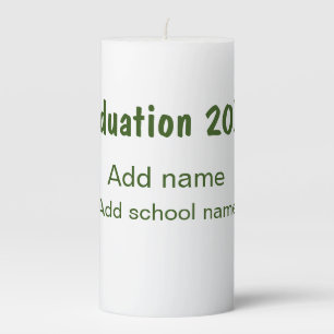 Graduation 20XX add year name school green modern  Pillar Candle