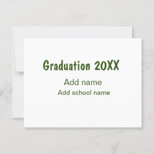 Graduation 20XX add year name school green modern Postcard