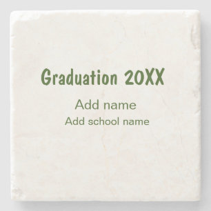Graduation 20XX add year name school green modern Stone Coaster