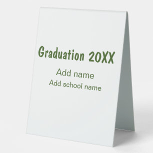 Graduation 20XX add year name school green modern Table Tent