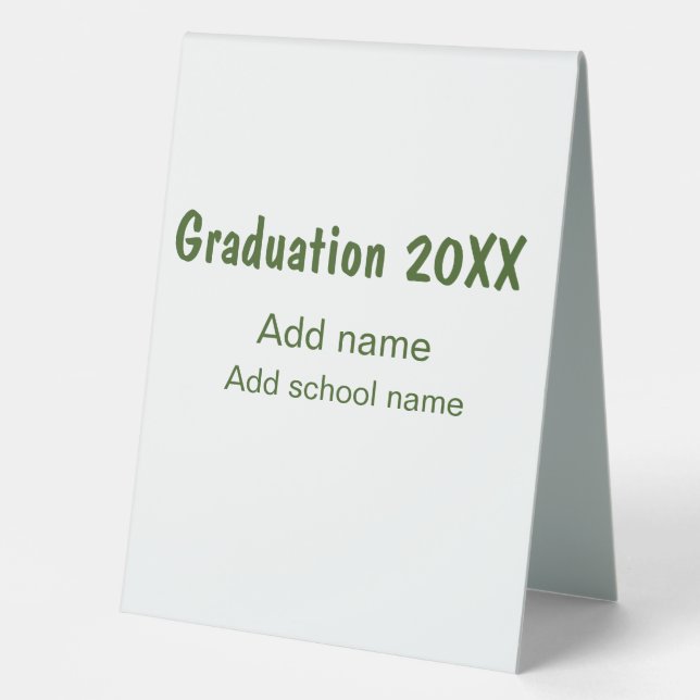 Graduation 20XX add year name school green modern  Table Tent (Front)