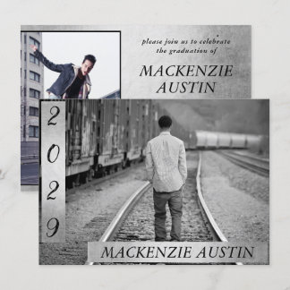 Graduation 2 Photo | Black and White Keepsake Invitation