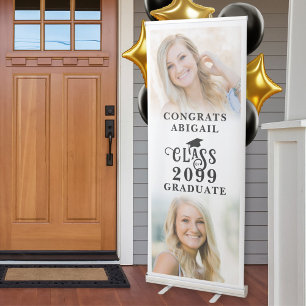 Graduation 2 Photo Collage Class Year Vertical Retractable Banner