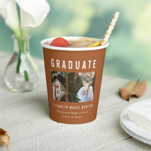 Graduation 2 photo terracotta typography paper cups