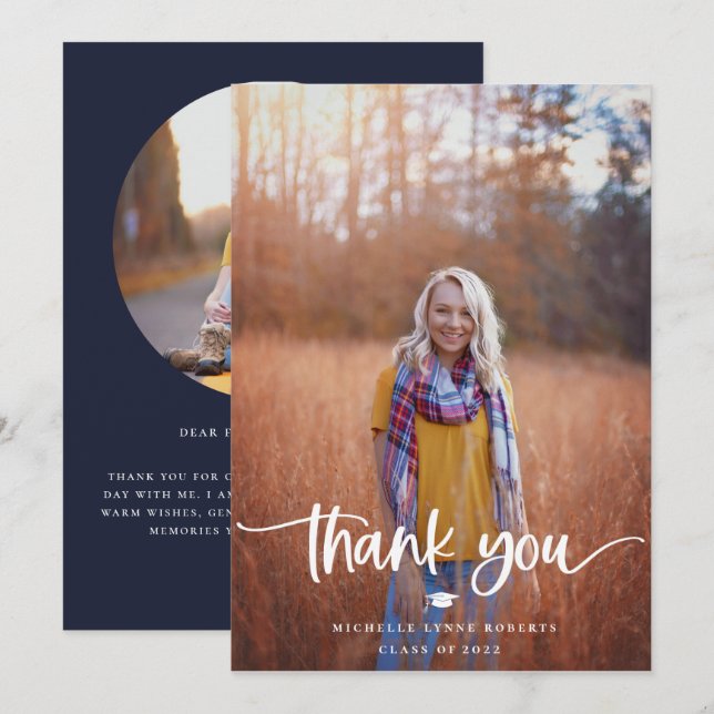 Graduation 2 Photo Thank You Card (Front/Back)