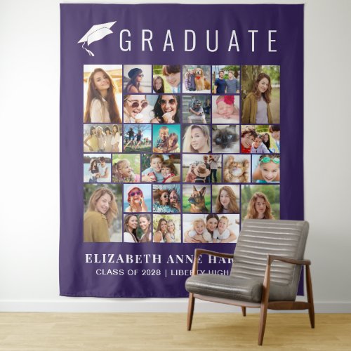 Graduation 30 Photos Purple Photo Booth Backdrop
