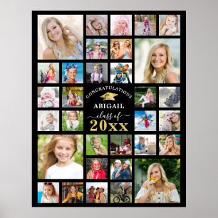 Graduation 32 Photo Collage Class Year Custom Poster