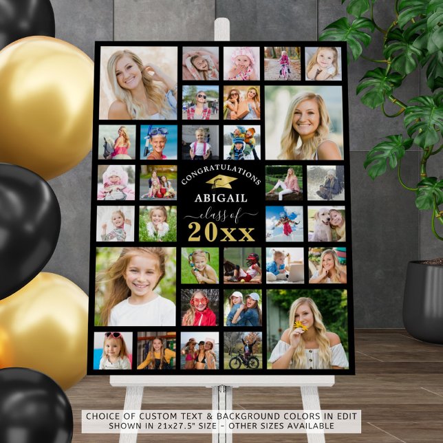 Graduation 32 Photo Collage Class Year Foam Board (Creator Uploaded)