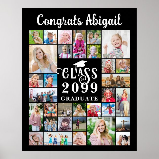 Graduation 32 Photo Collage Class Year Poster (Front)