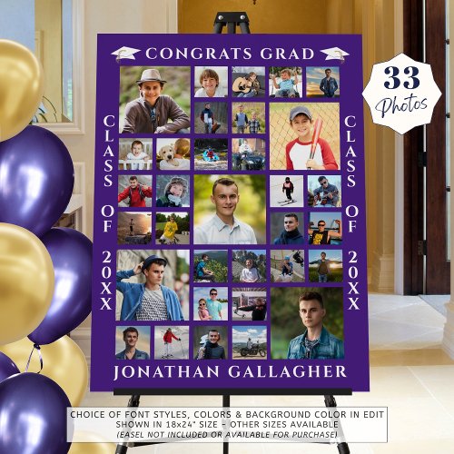 Graduation 33 Photo Collage Purple Foam Board