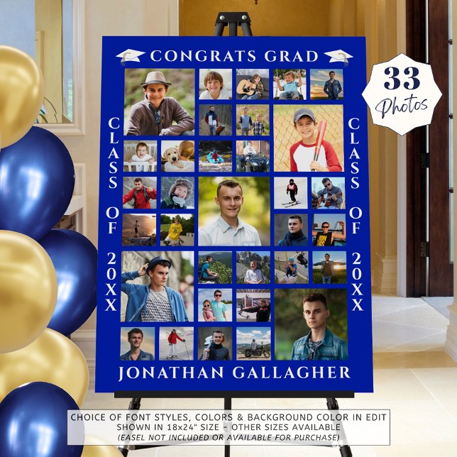 Graduation 33 Photo Collage Royal Blue Foam Board (Creator Uploaded)