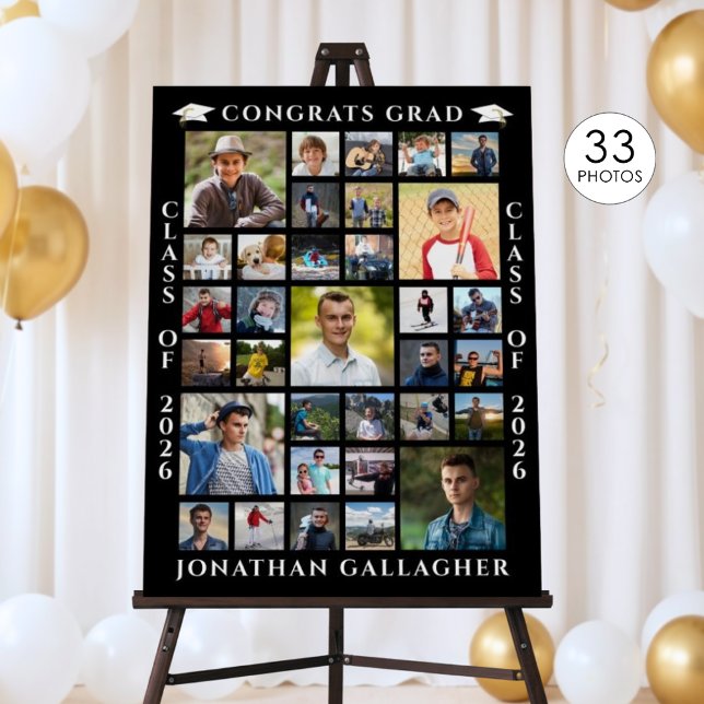 Graduation 33 Photo Collage Your Color Foam Board (Creator Uploaded)