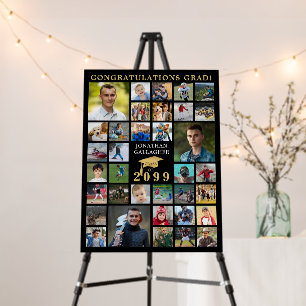 Graduation 35 Photo Collage Black Gold Cap Foam Board