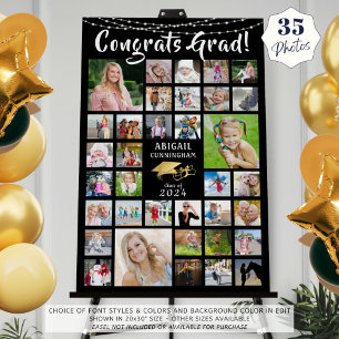 Graduation 35 Photo Collage Brush Script Lights Foam Board