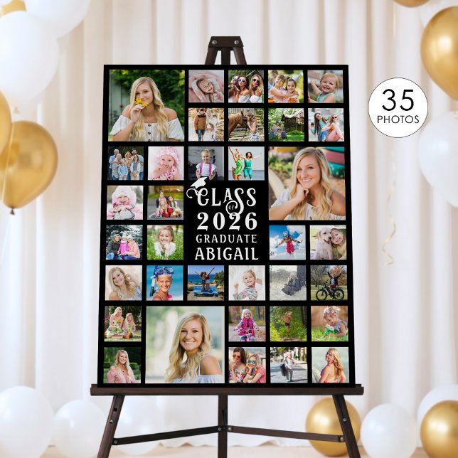 Graduation 35 Photo Collage Class of Year Graduate Foam Board (Creator Uploaded)