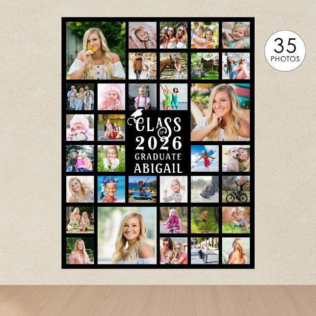 Graduation 35 Photo Collage Class of Year Graduate Poster (Creator Uploaded)