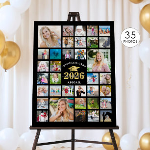 Graduation 35 Photo Collage Gold Congrats Grad Foam Board