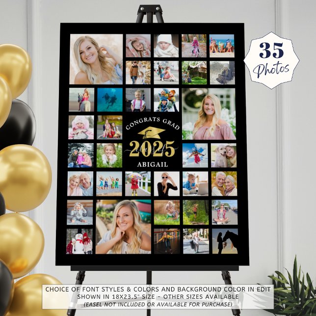 Graduation 35 Photo Collage Gold Congrats Grad Foam Board (Creator Uploaded)