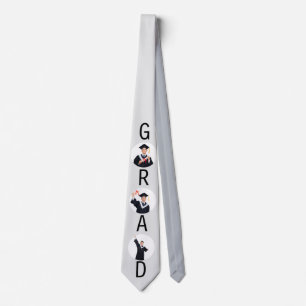 Graduation 3 Custom Photos Light Gray Neck Tie
