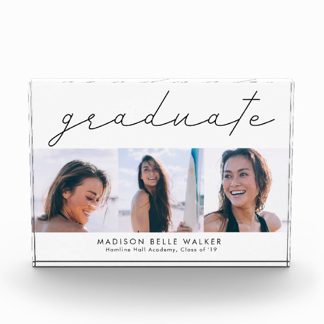 Graduation 3 Photo Collage Keepsake Photo Block (Front)
