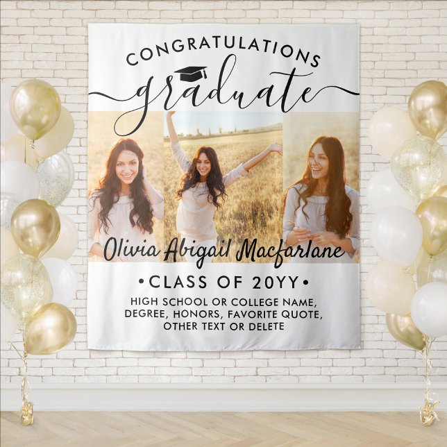 Graduation 3 Photo Collage Large Modern Backdrop (Creator Uploaded)