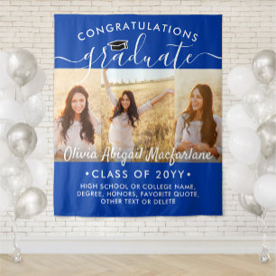 Graduation 3 Photo Collage Royal Blue Backdrop