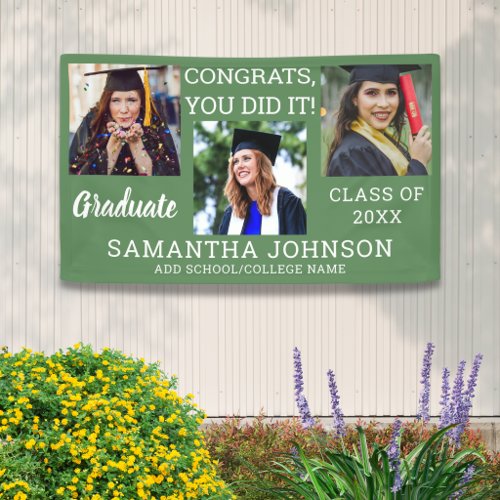 Graduation 3 Photo Congrats Graduate 2026 Sage   Banner