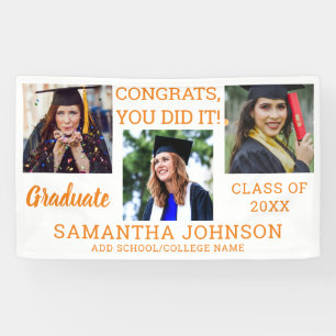 Graduation 3 Photo Orange  Congrats Graduate 2022  Banner