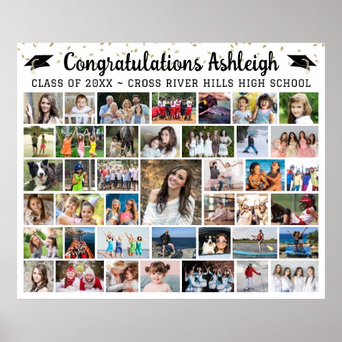 Graduation 41 Photo Collage Confetti Custom Color