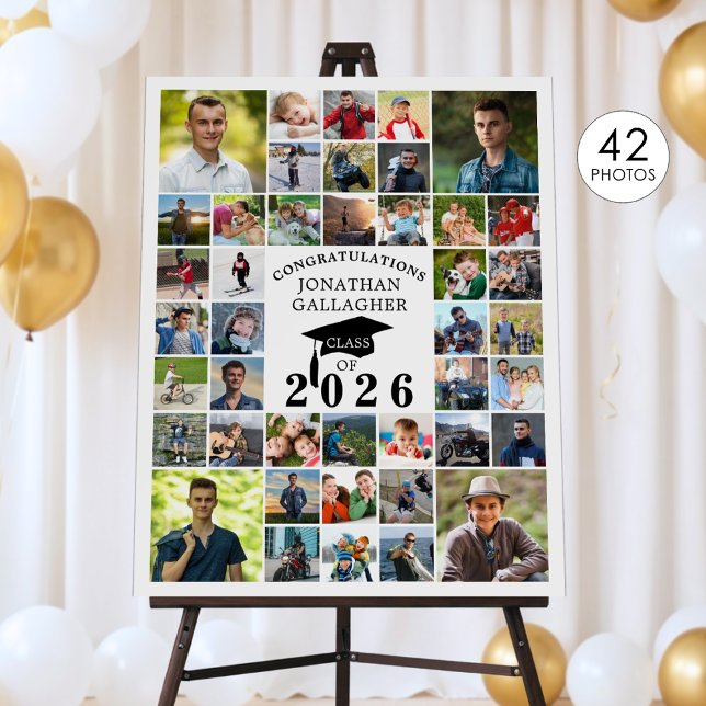 Graduation 42 Photo Collage Custom Color Foam Board (Creator Uploaded)