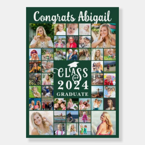 Graduation 42 Photo Collage Dark Green Class Year Foam Board