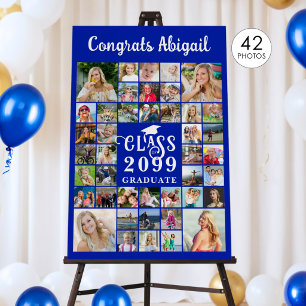 Graduation 42 Photo Collage Royal Blue Class Year Foam Board
