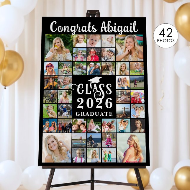 Graduation 42 Photo Collage Script Class Year Foam Board (Creator Uploaded)